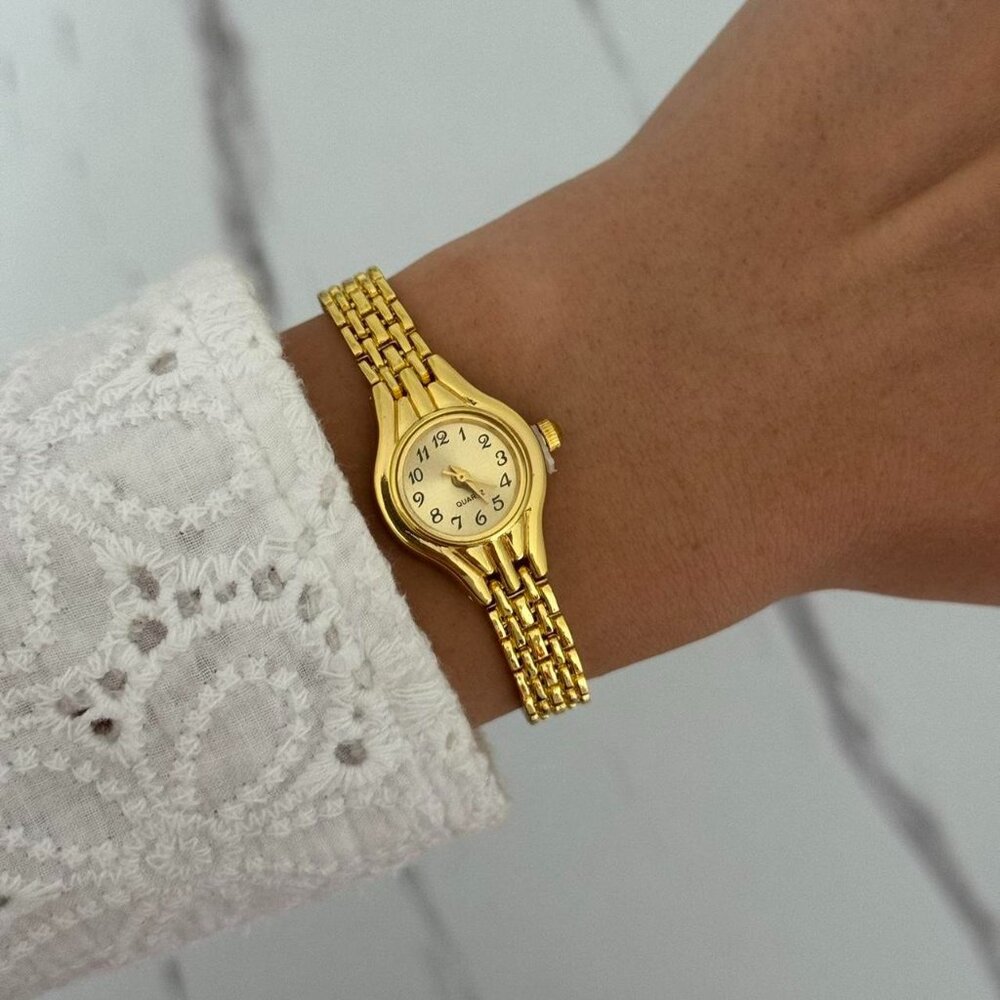 SKU:0492 vintage vibe gold mini watch bracelet + in a gift‎ box Stainless steel